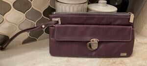 Perlina dark purple leather clutch purse